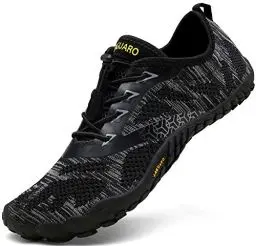 Produktbild: SAGUARO Barfußschuhe Herren Trail Laufschuhe Damen Indoor Outdoor Sport Fitnessschuhe Leicht Zehen Wander Trekking Schuhe für Frauen Männer Schwarz Gr.45