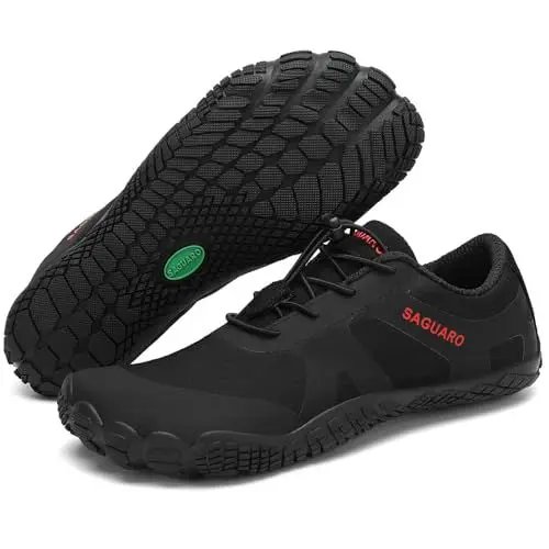 Produktbild: SAGUARO Barfußschuhe Herren Traillaufschuhe Männer Atmungsaktiv Fitnessschuhe Damen Outdoor Schnell Trocknend Wassersport Barfuss Schuhe Schwarzkohle 36 EU