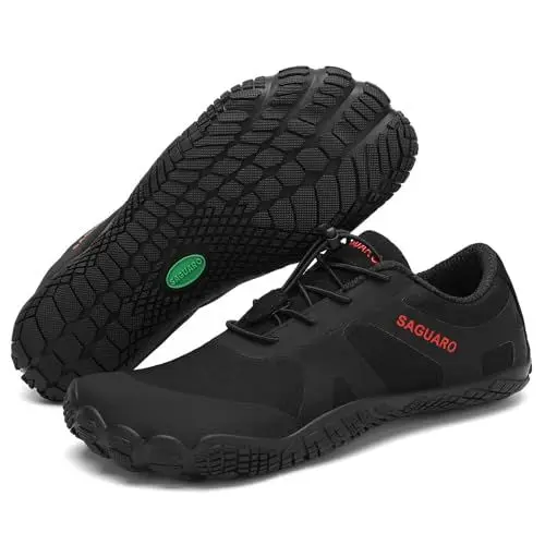 Produktbild: SAGUARO Barfußschuhe Herren Traillaufschuhe Männer Atmungsaktiv Fitnessschuhe Damen Outdoor Schnell Trocknend Wassersport Barfuss Schuhe Schwarzkohle 45 EU