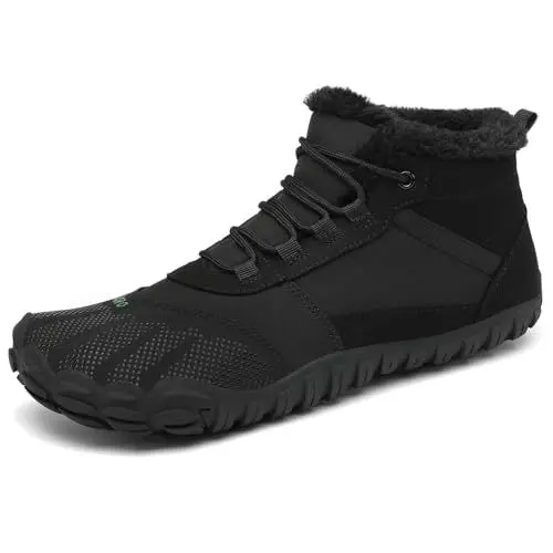 Produktbild: SAGUARO Barfußschuhe Herren Winter Winterschuhe Damen Gefüttert Warm Winterstiefel Wasserdicht Outdoor Rutschfeste Schwarz 47