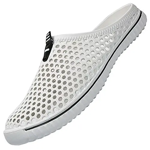 Produktbild: SAGUARO Clogs Atmungsaktiv Mesh Hausschuhe Sommer Slippers Unisex,Weiß,44 EU