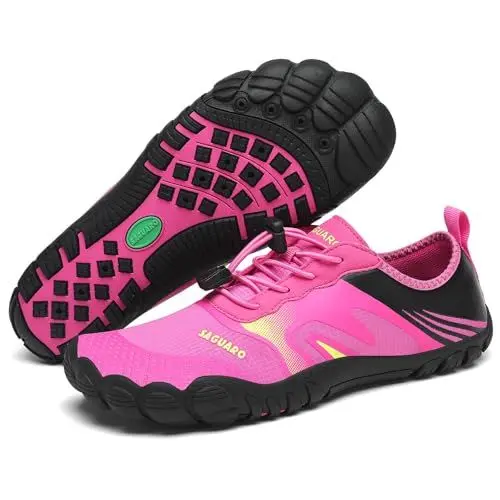 Produktbild: SAGUARO Damen Badeschuhe Unisex Leicht Aquaschuhe rutschfest Atmungsaktiv Herren Strandschuhe Schnell Trocknend Sommer Wasserschuhe Purpurrot 39 EU