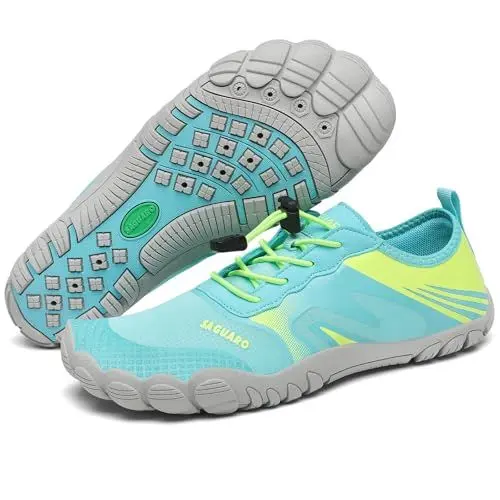 Produktbild: SAGUARO Damen Badeschuhe Unisex Leicht Aquaschuhe rutschfest Atmungsaktiv Herren Strandschuhe Schnell Trocknend Sommer Wasserschuhe Türkis 40 EU