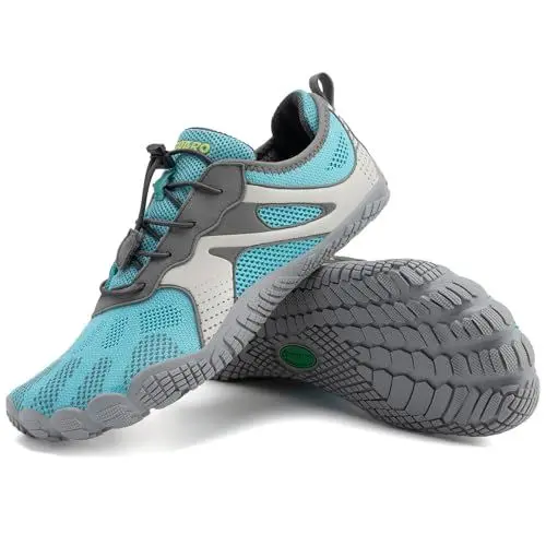 Produktbild: SAGUARO Damen Barfußschuhe Leight Bequem Zehenschuhe Minimalistische Herren Gymnastikschuhe Atmungsaktiv rutschfest Sportschuhe Türkis 40 EU