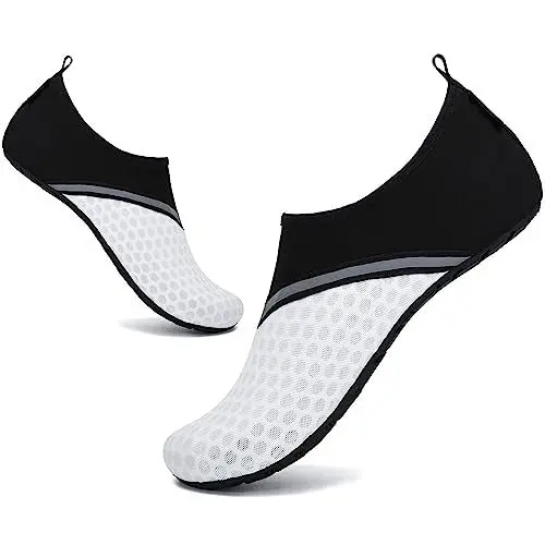 Produktbild: SAGUARO Damen Herren Badeschuhe Leicht Atmungsaktiv Wasserschuhe Surfen Strand Schwimmschuhe Unisex rutschfest Wassersport Schuhe für Beach Yoga Tauchen, Strand Weiß 38/39