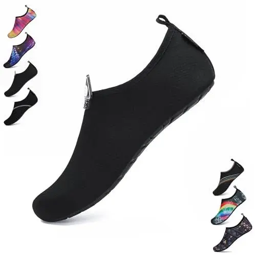 Produktbild: SAGUARO Damen Herren Badeschuhe Wasserschuhe Schwimmschuhe Männer Frauen Barfußschuhe für Strand,Pool,Meer,Wassersport,Surfen,Aqua Cycling,Segeln,Bootfahren,Windsurfen(Schwarz,42/43 EU)