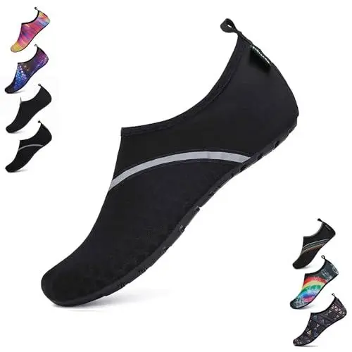 Produktbild: SAGUARO Damen Herren Badeschuhe Wasserschuhe Schwimmschuhe Männer Frauen Barfußschuhe für Strand,Pool,Meer,Wassersport,Surfen,Aqua Cycling,Segeln,Bootfahren,Windsurfen(Schwarz, 38/39 EU)