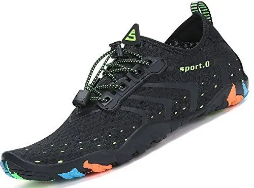 Produktbild: SAGUARO Badeschuhe Strandschuhe Aquaschuhe Wasserschuhe Surfschuhe Schwimmschuhe für Damen Herren Kinder, Neu-schwarz, 40 EU