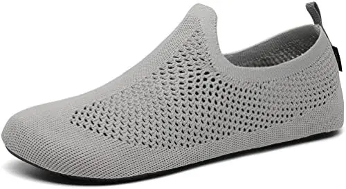 Produktbild: SAGUARO Hausschuhe Damen Herren Leicht Hüttenschuhe Atmungsaktiv Rutschfest Flache Pantoffeln Bequem Weich Flexibel Schlappen Home Cozy Geschlossene Slippers, Grau 38/39EU