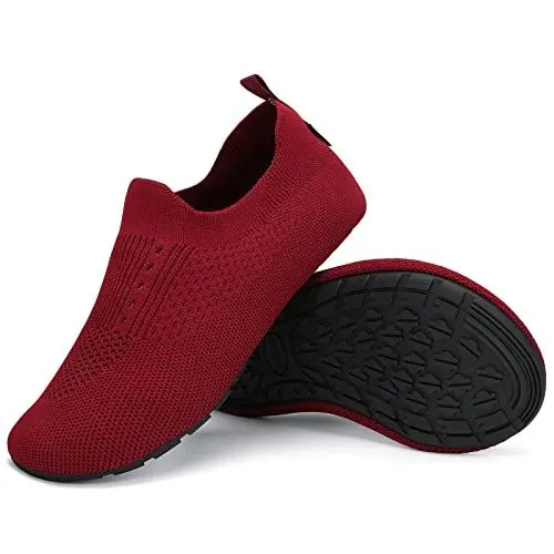 Produktbild: SAGUARO Hausschuhe Damen Herren Leichte hüttenschuhe rutschfest Home Cozy Slippers Flache Pantoffeln Rotwein 44/45 EU