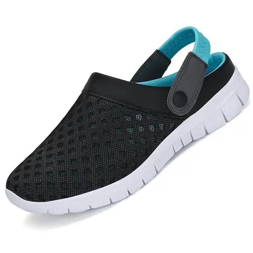 Produktbild: SAGUARO Hausschuhe Herren Sommer Outdoor Pantoletten Atmungsaktiv Damenhausschuh mit rutschfest Weiche Sohle, 46 EU, Blau