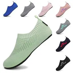 Produktbild: SAGUARO Herren Badeschuhe Damen Strandschuhe rutschfest Schwimmschuhe Männer Atmungsaktiv Neoprenschuhe Frauen Aqua Wassersport Sommer Grün 40/41 EU