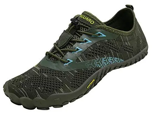 Produktbild: SAGUARO Barfussschuhe Herren Atmungsaktive Sommer Zehenschuhe Damen Outdoor Traillaufschuhe Stricken Grün 45