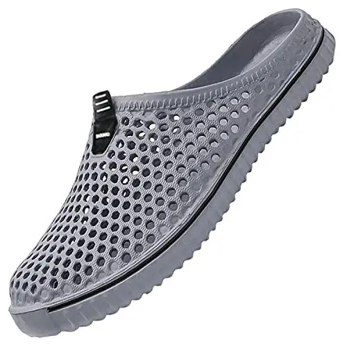 Produktbild: SAGUARO Clogs Atmungsaktiv Mesh Hausschuhe Sommer Gartenschuhe Freizeit Badeschuhe Strand Aqua Slippers Flach Pantoffeln Damen Herren, Gray 36 EU