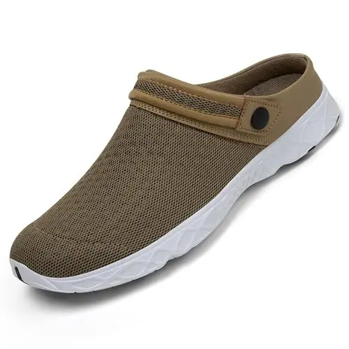 Produktbild: SAGUARO Herren Damen Clogs Pantoletten Sommer Strand Pantoffeln Mesh Schlappen Gartenschuhe Braun 43