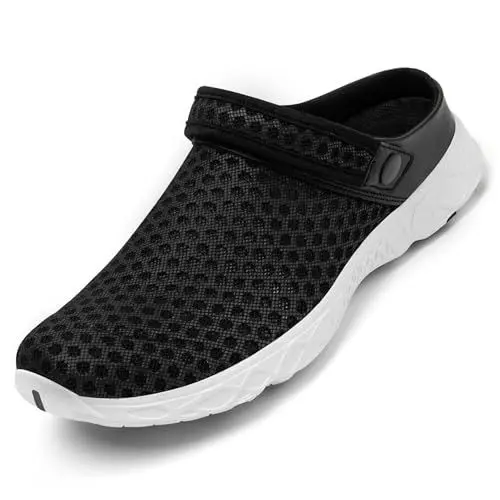 Produktbild: SAGUARO Herren Damen Clogs Pantoletten Sommer Strand Pantoffeln Mesh Schlappen Gartenschuhe Schwarz 42