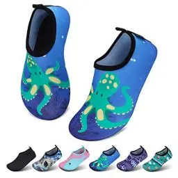 Produktbild: SAGUARO Kinder Badeschuhe Jungen Aquaschuhe Mädchen Schnell Trocknend Strandschuhe Atmungsaktiv Wasserschuhe Surf Yoga Neoprenschuhe,Blau Octopus,Gr.30/31 EU