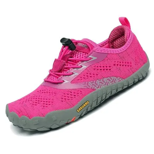 Produktbild: SAGUARO Mädchen Barfußschuhe Atmungsaktiv Kinder Wanderschuhe Freizeitschuhe Sommer Jungen Strandschuhe Surfschuhe Schwimmschuhe Schnell Trocknend Unisex rutschfest Leicht, Rot 26 EU