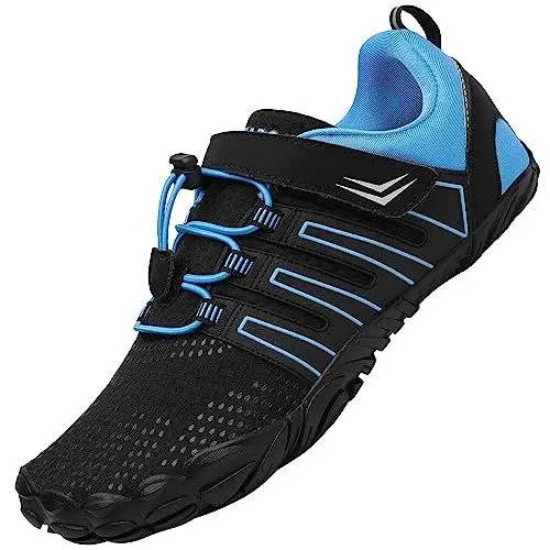 Produktbild: SAGUARO Barfußschuhe Herren Damen Barfuss Schuhe Outdoor Barfussschuhe Leichte rutschfeste Zehenschuhe Barfuß Fitnessschuhe Traillaufschuhe Blau Schwarz,Gr.40