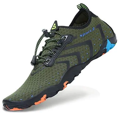 Produktbild: SAGUARO Sommer Badeschuhe Damen Breathable Mesh Wasserschuhe Herren Schwimmschuhe Barfuß Strand Aqua Surf Fitness Schuhe Leicht Weiche Faltbar Grün Gr.44