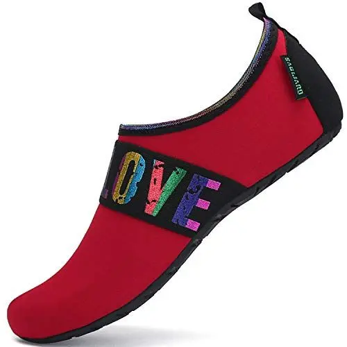 Produktbild: SAGUARO Unisex Badeschuhe Schwimmschuhe Herren Damen Wassersport Schuhe Schnell Trocknend rutschfest Leicht Tauchschuhe für Kajakfahren Windsurfen, Rot 40/41