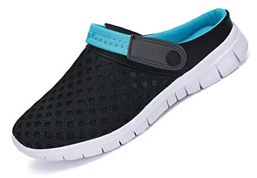 Produktbild: SAGUARO Clogs Hausschuhe Herren Damen Mesh Atmungsaktiv Pantoletten Leicht Freizeit Sommer Sandalen Flach rutschfeste Garten Strand Schuhe für Männer Frauen, Blau, 42 EU