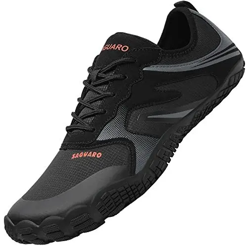 Produktbild: SAGUARO Unisex Traillaufschuhe Schnell Trocknend Barfuss Badeschuhe Herren Leichte Barfußschuhe Zehenschuhe für Damen rutschfest Aquaschuhe Barefoot Schwimmschuhe Laufschuhe,Schwarz 37