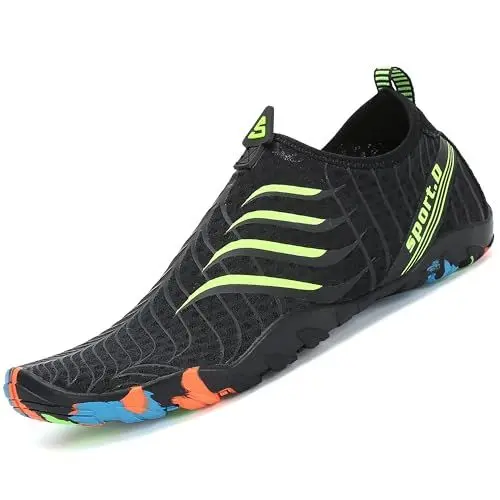 Produktbild: SAGUARO Unisex barfuß aqua schuhe für wassersport strand-schwimmen yoga segeln pool surfen schnorcheln kajak tauchen strand grün 9.5 uk