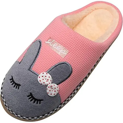 Produktbild: SAGUARO Winter Baumwolle Pantoffeln Plüsch Wärme Weiche Hausschuhe Kuschelige Home rutschfeste Slippers mit Cartoon für Herren Damen, 37/38 EU=38/39 CN Pink