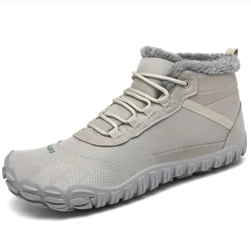 Produktbild: SAGUARO Winterschuhe Damen Gefüttert Warm Barfußschuhe Herren Schneestiefel Männer Barfuss Schuhe Outdoor Wasserdicht Rutschfeste Weiß 39