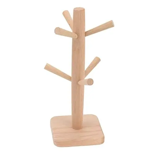 Produktbild: Sahgsa Tassenbaum, Kaffeetassenhalter aus Holz, Kaffeetassenhalter mit Dickerem für die Arbeitsplatte, Tassenregal mit 6 Haken