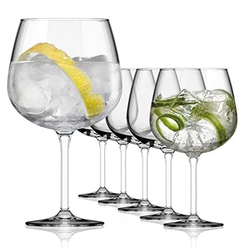Produktbild: Sahm Bauchiges Gin Gläser Set (6 STK) - Große Ballon Gläser - Spülmaschinenfest - Hochwertige Gin Tonic Gläser - Cocktailgläser als Gin Geschenk