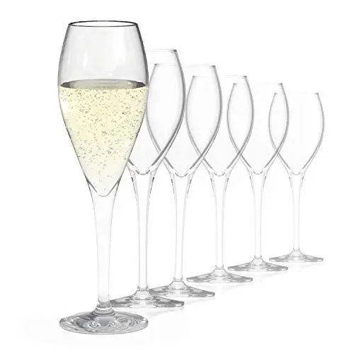 Produktbild: Sahm Champagner Gläser (6 STK) - Champagnerflöten a 220 ml - Ideal auch als Sektflöten & Sektgläser 6er Set