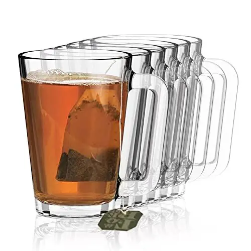 Produktbild: Sahm Teegläser mit Henkel (6er Set) - 260ml Glühweintassen Glas - Spülmaschinengeeignet - Zeitlose Kaffeegläser & Glühweingläser mit Henkel