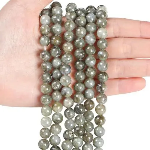 Produktbild: Sahoottie 100 Stück Labradorit Perlen mit Loch 6mm Runde Naturstein Perlen Set Edelsteine zum Auffädeln Blaue Edelsteinperlen für Armbänder Selber Machen Ketten DIY Schmuckherstellung Basteln