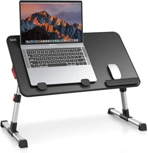 Produktbild: SAIJI Laptop-Schreibtisch, Verstellbarer Laptop-Ständer, tragbarer Schoßschreibtisch mit klappbaren Beinen, Notebook-Steh-Frühstückstablett, Leseschreibtisch für Sofa, Couch, Bett, Boden