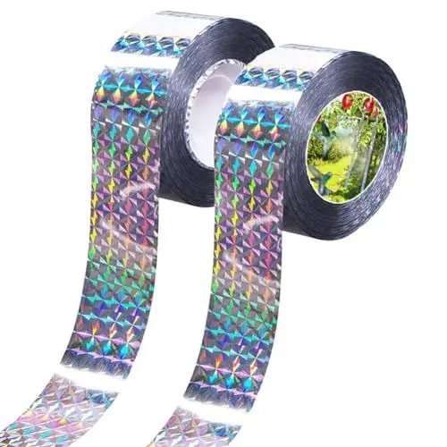 Produktbild: SAIJIAN 2 Stück Vogelabwehrband Reflektierend 80m x 4.8cm Doppelseitiges Reflektierendes Vogelband Abschreckung Bündelung von Physischem Vogelabwehr für Schutz Garten Balkon Höfe Dekoration