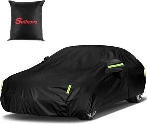 Produktbild: Sailnovo Autoabdeckung Wasserdicht für Jedes Wetter 7 Schichten Strapazierfähig, Vollständige Außenabdeckung für Audi Outdoor Schnee Sonne UV-Schutz mit Reißverschluss für Autos (Sedan 3)