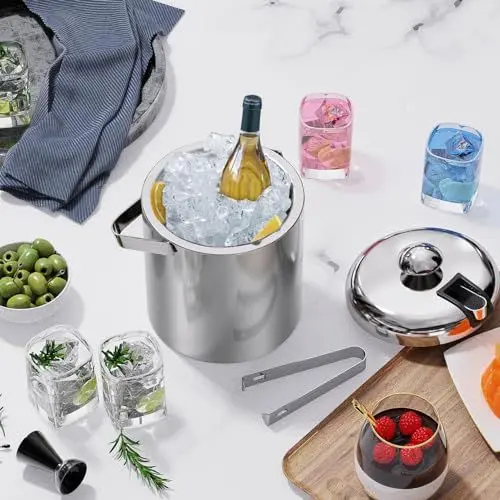 Produktbild: Sailnovo AM004189-1129-7 1.2 Liter Eiskübel Edelstahl für Partys mit Deckel