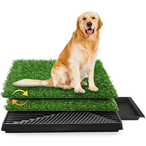 Produktbild: Sailnovo Hundeklo Hundetoilette Welpentoilette mit Kunstrasen, 63x50cm Hunde Toilette Rasen-Upgrade-Version, Kantenversion Zwei Stücke Rasen