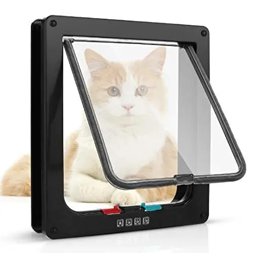 Produktbild: Sailnovo Katzenklappe XL Hundeklappe 4 Wege Magnet-Verschluss für Katzen, Klein Hunde, 24,5 * 28,5 * 5.5cm Hundetür Katzentür XL Haustierklappe, Installieren Leicht mit Teleskoprahmen…