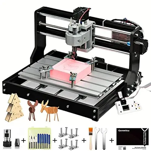 Produktbild: SainSmart Genmitsu CNC 3018-PRO Bausatz Fräs-/Graviermaschine, GRBL-gesteuert, 3 Achsen zur Bearbeitung von Acryl, PVC, Holz, weichem Aluminium, Arbeitsbereich 300mm x 180mm x 45mm