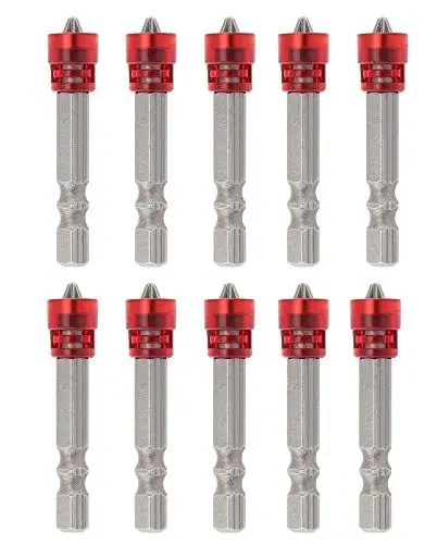 Produktbild: Saipor 10 Stück Magnetischer Ph2 Kreuz Bit Satz Schraubendreher Bit Set 1/4 Zoll Sechskant-Schaft Trockenbau Bit Trockenbauschrauber Aufsatz, 48mm