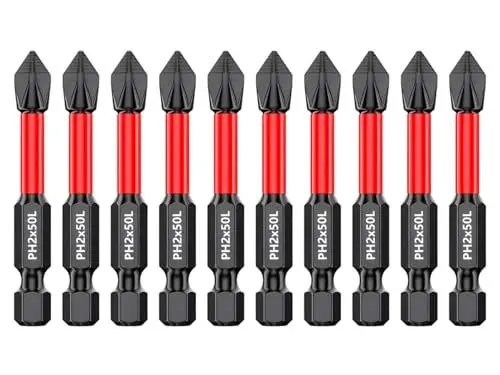 Produktbild: Saipor 10-tlg 50mm langer PH2 Bit Antirutsch-Bit-Satz, kreuz Schraubendreher Bit Set, 1/4