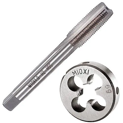 Produktbild: Saipor M10 X 1 Metrisch Gewindeschneid und Gewindeschneideisen M10 x 1.0mm HSS Gewindebohrer und Schneideisen, Rechtsgewinde Feingewinde Schneider, Gerade Geriffelt Gewindeschneider