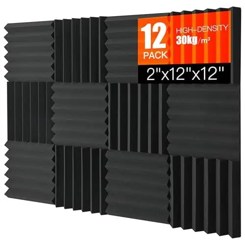 Produktbild: SAIQIANG Akustikschaumstoff Platten, 12 Stück 5x30x30cm Schalldämmung, Schallschutzmatten & Schallabsorber für Studio & Aufnahmestudios
