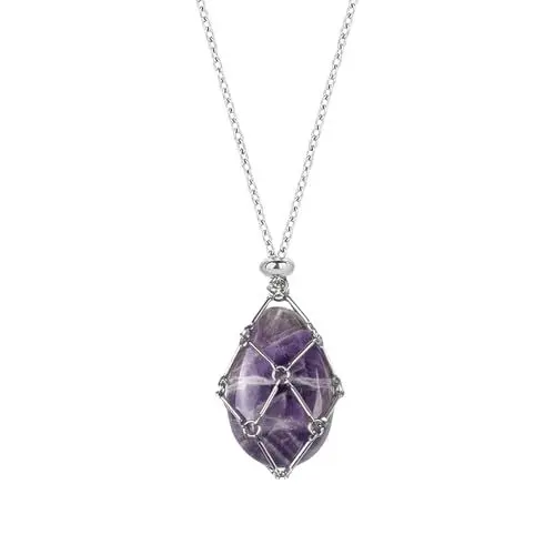 Produktbild: SAITUO Edelstein Kette Damen - Austauschbare Kristall-Steine für DIY Anhänger-Halskette - Edelstahl-Kristallkäfighalter