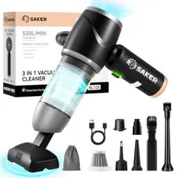 Produktbild: Saker Akku Handstaubsauger Tragbarer Autostaubsauger, kabelloser Handstaubsauger mit bürstenlosem Motor, mit HEPA, Mini-Staubsauger Typ C, tragbarer Staubsauger für Auto, Büro und Zuhause