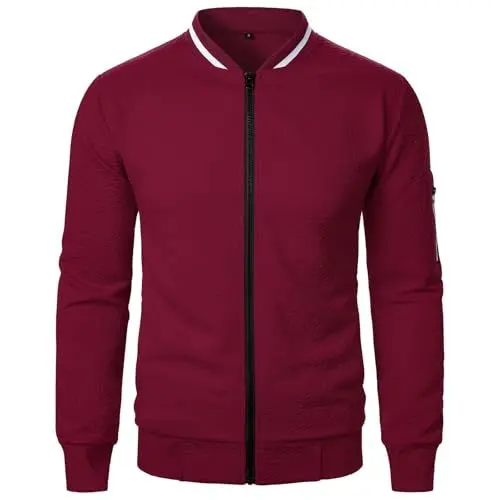 Produktbild: Sakko Herren Sportlich Herren Strickjacke Mens Jacket Teddy Jacke Herren Outdoor Fleecejacken für Herren Arbeits Winterjacke Herren Weste Schwarz Herren Jacken Sweatjacke Rot L