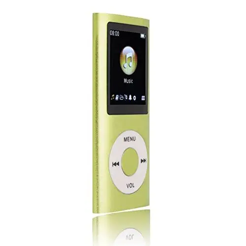 Produktbild: SALALIS MP3-Player Tragbarer Digitaler Verlustfreier Musik-MP3-Player für Kinder mit Kopfhörer HD-Lautsprecher für Sportarten Laufen Superleichte Metallgehäuse-Touch-Tasten(Grün)